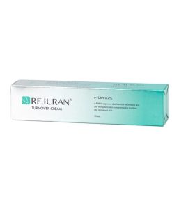 Aesthetic product displayed in white and blue packaging